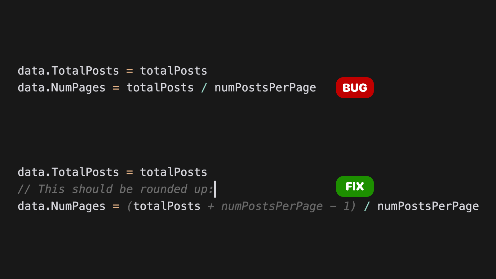 Using comment to fix a small bug.
