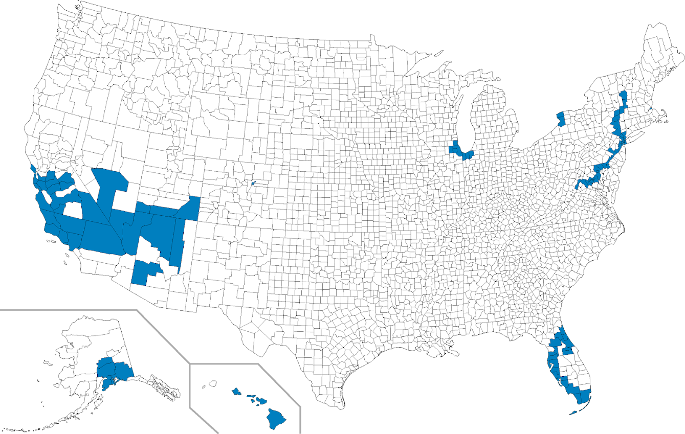 US county-level map