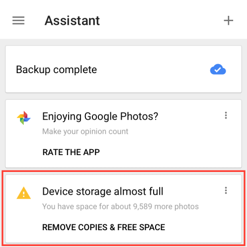 Screenshot of Google Photos