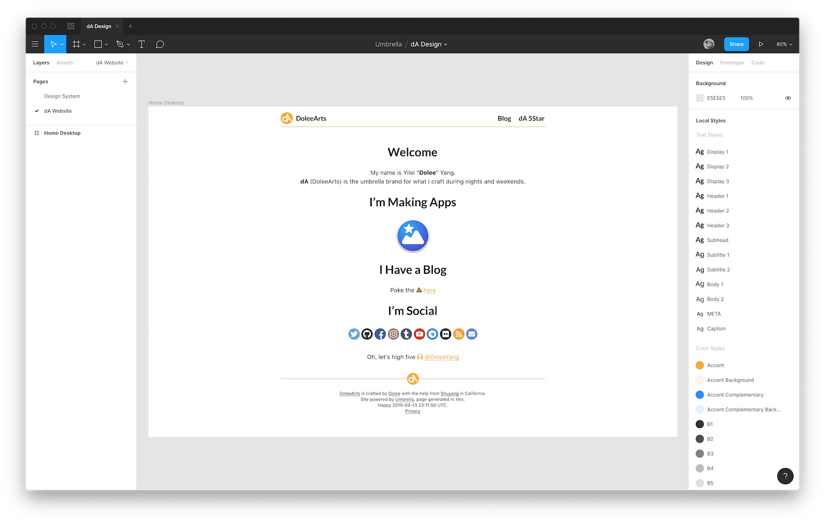 DoleeArts Website in Figma