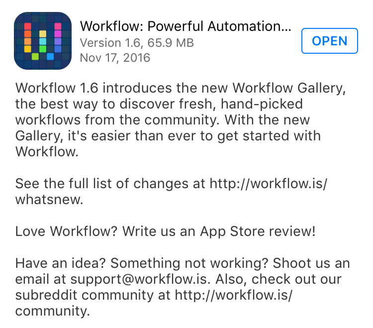Workflow 1.6 release notes