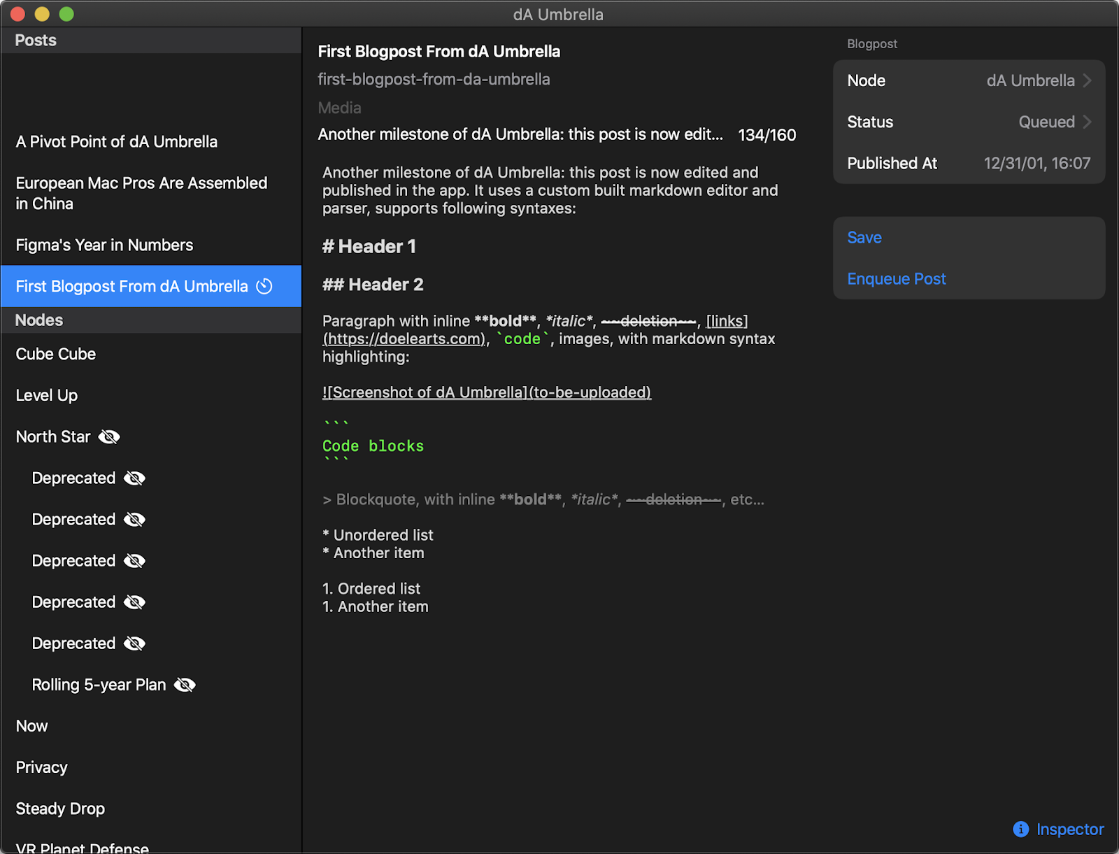 Screenshot of dA Umbrella
