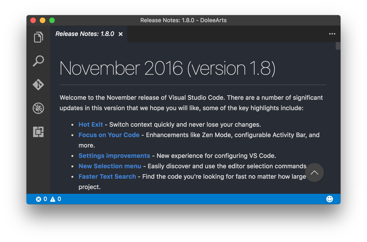 Visual Studio Code release notes
